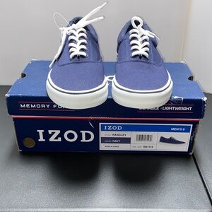 Izod Men's Blue Canvas Rangley Memory Foam Sneakers - NWB - SZ 9